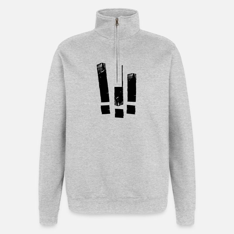Trois !!! - Sweat à zip 1/4 - gris chiné