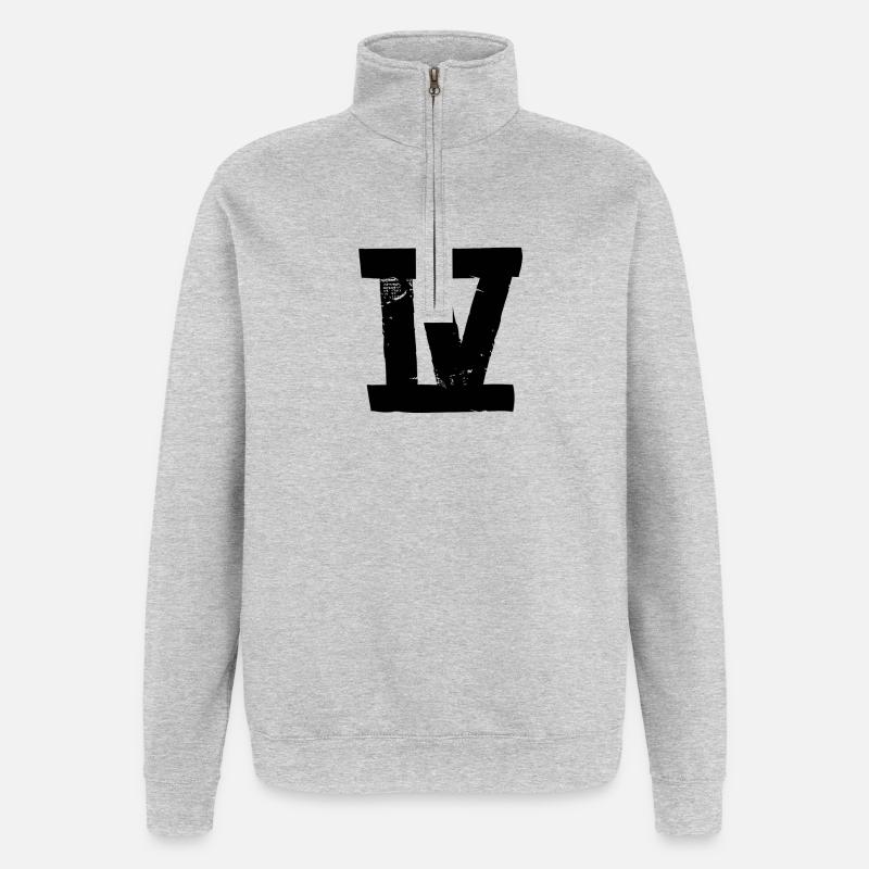 IV - 4 - Tape - Quarter-Zip-Sweatshirt - Grau meliert