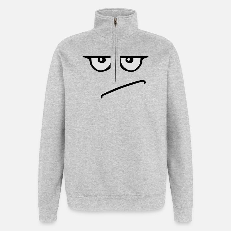 grumpy - Sweat à zip 1/4 - gris chiné