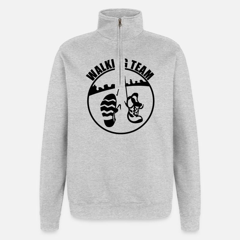 walking team - Sweat à zip 1/4 - gris chiné