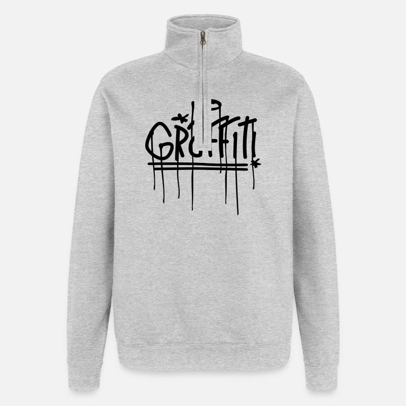 graffiti - Sweat à zip 1/4 - gris chiné