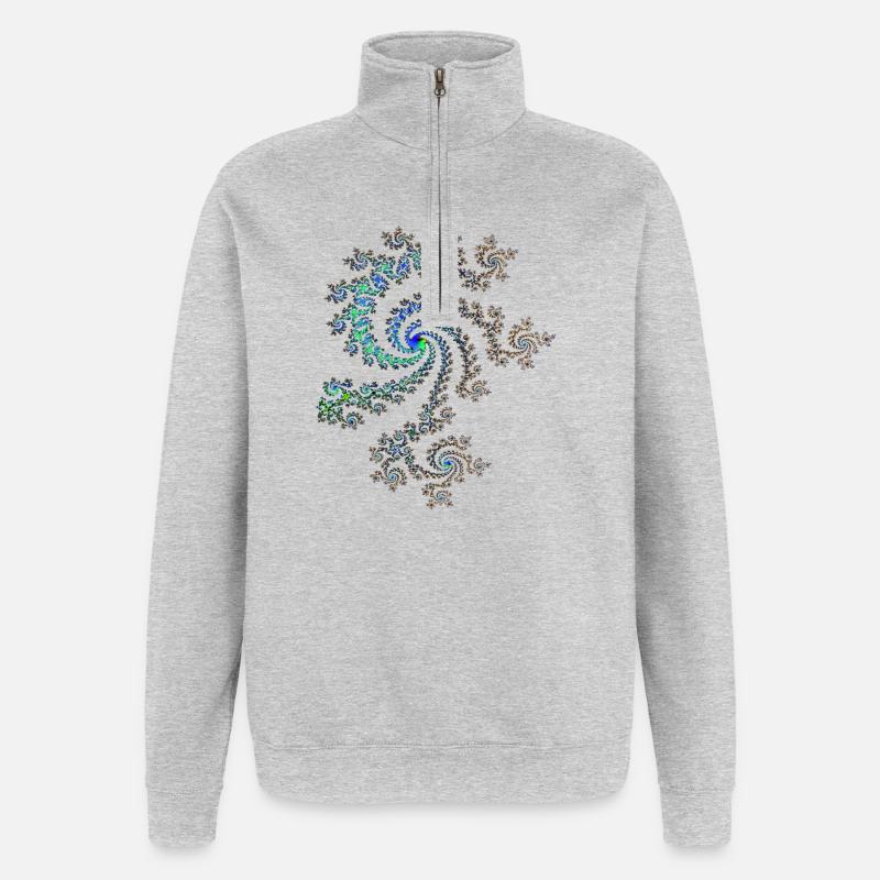 Digitale Spiralfraktal Muster - Quarter-Zip-Sweatshirt - Grau meliert