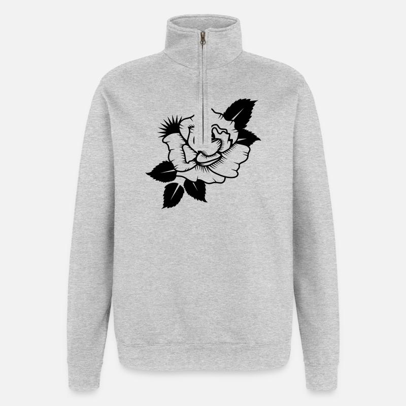 A Rose Dessiné - Sweat à zip 1/4 - gris chiné