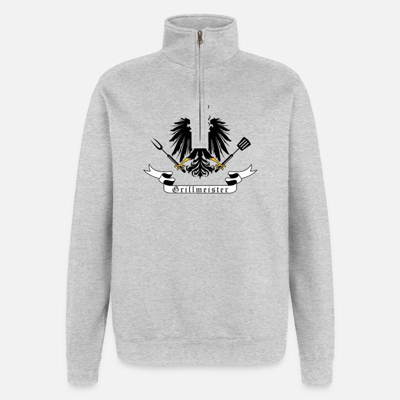 Grillmeister - Quarter-Zip-Sweatshirt - Grau meliert
