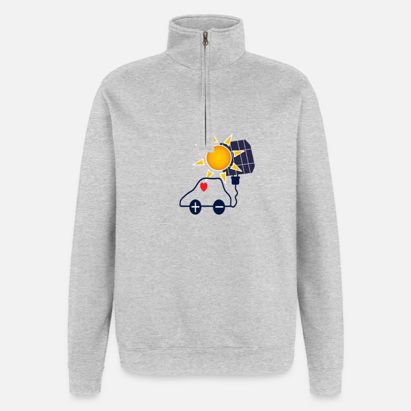 Sonnenkraft Auto mit Solarpanel - Quarter-Zip-Sweatshirt - Grau meliert