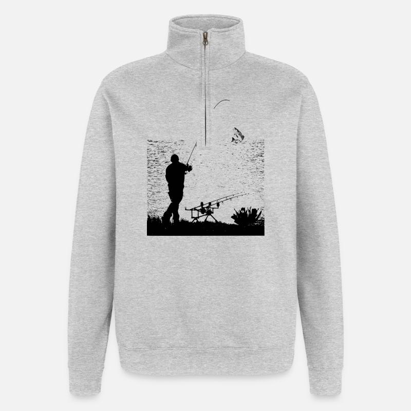 fishing - Quarter-Zip Sweatshirt - heather grey