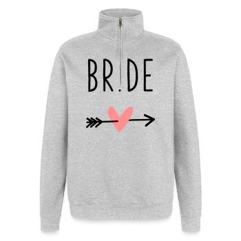Bride heart cupid arrow bachelor party - Quarter-Zip Sweatshirt - heather grey - Front - AI Model Female 172 light (172cm) & AI Model Male 178 dark (178cm)