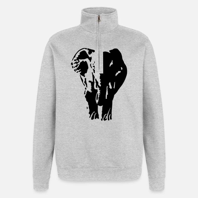 Elephant - Sweat à zip 1/4 - gris chiné