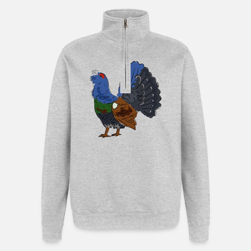 Farbiger Auerhahn mit buntem Gefieder - Quarter-Zip-Sweatshirt - Grau meliert