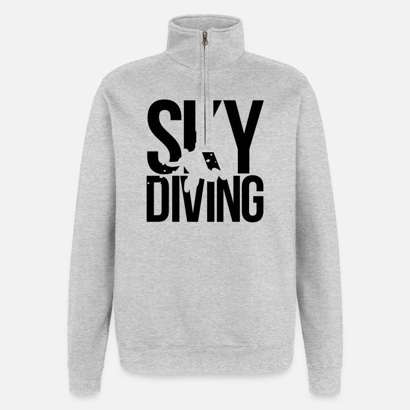 Fallschirmspringen skydiving - Quarter-Zip-Sweatshirt - Grau meliert