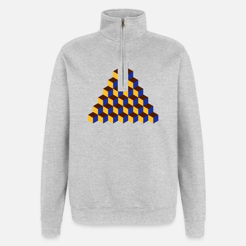 Muster (7) - Quarter-Zip-Sweatshirt - Grau meliert