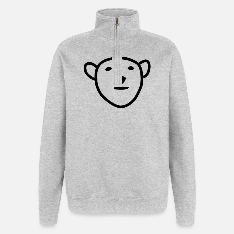 Eisbär Kopf - Quarter-Zip-Sweatshirt - Grau meliert