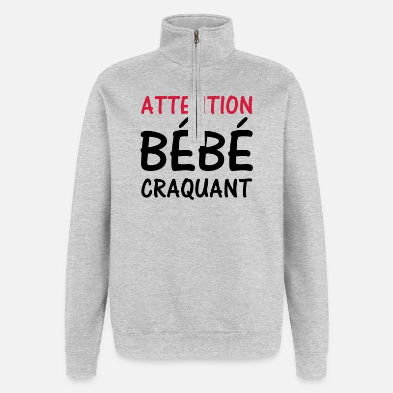 Warnung BABY süß! - Quarter-Zip-Sweatshirt - Grau meliert