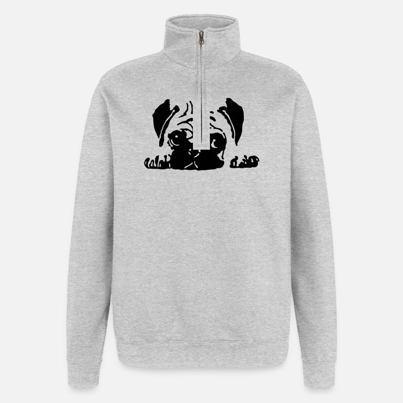 mops - Sweat à zip 1/4 - gris chiné