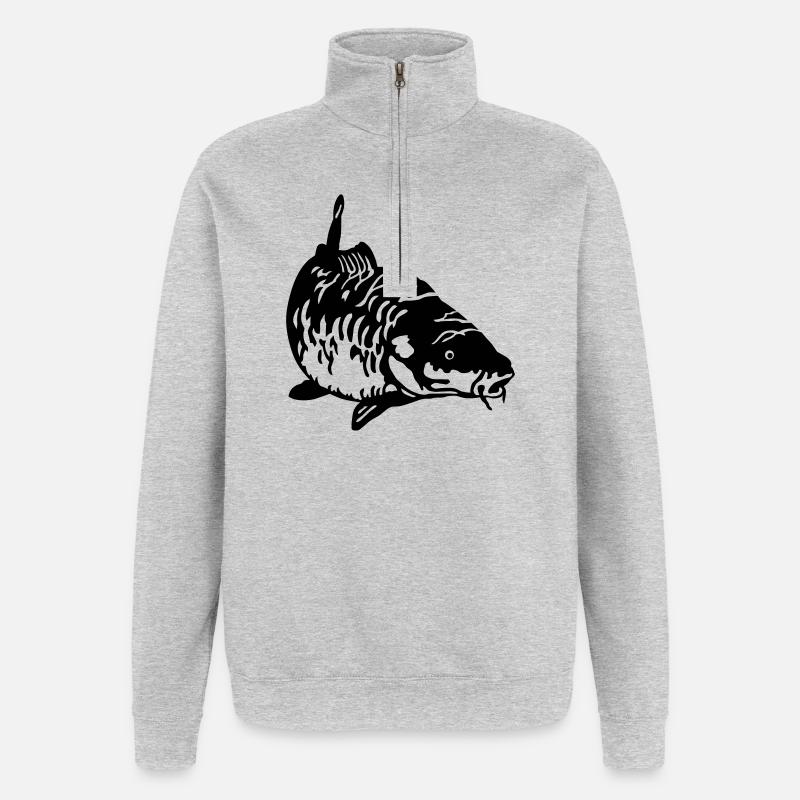 Carp - Sweat à zip 1/4 - gris chiné