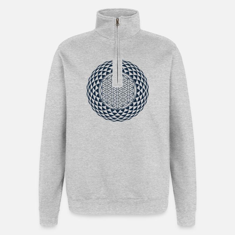 Torus, Géométrie Sacrée - Sweat à zip 1/4 - gris chiné