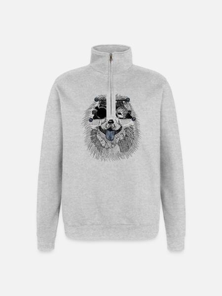 Optometrist hond met proefbril - Sweatshirt met 1/4-rits - grijs gemêleerd