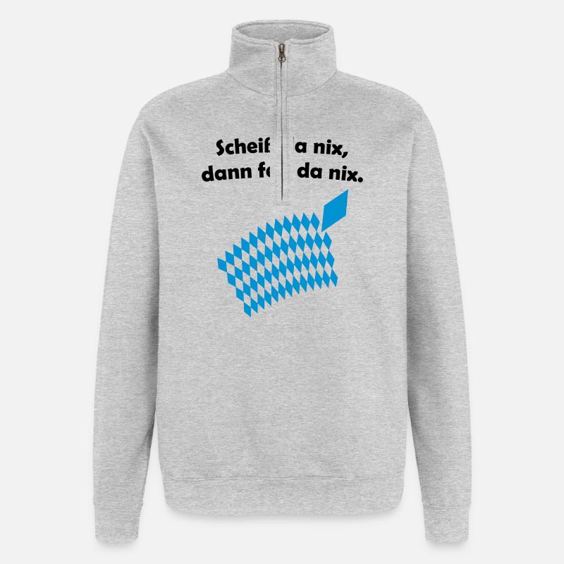 Bayerisches Scheiß da nix Design - Quarter-Zip-Sweatshirt - Grau meliert