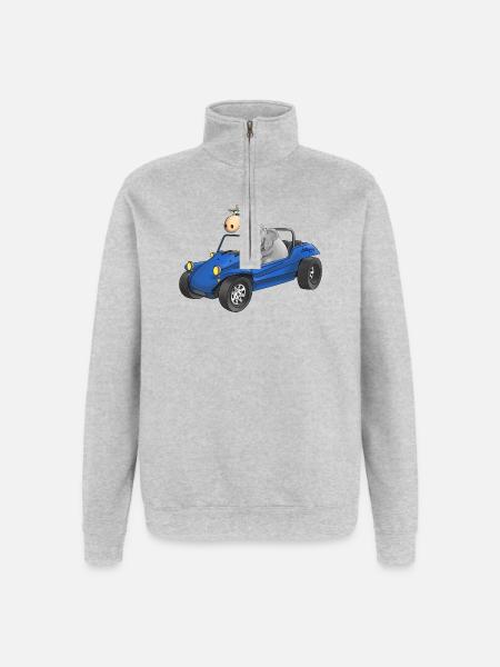 Elephant and giraffe in buggy - Quarter-Zip Sweatshirt - heather grey