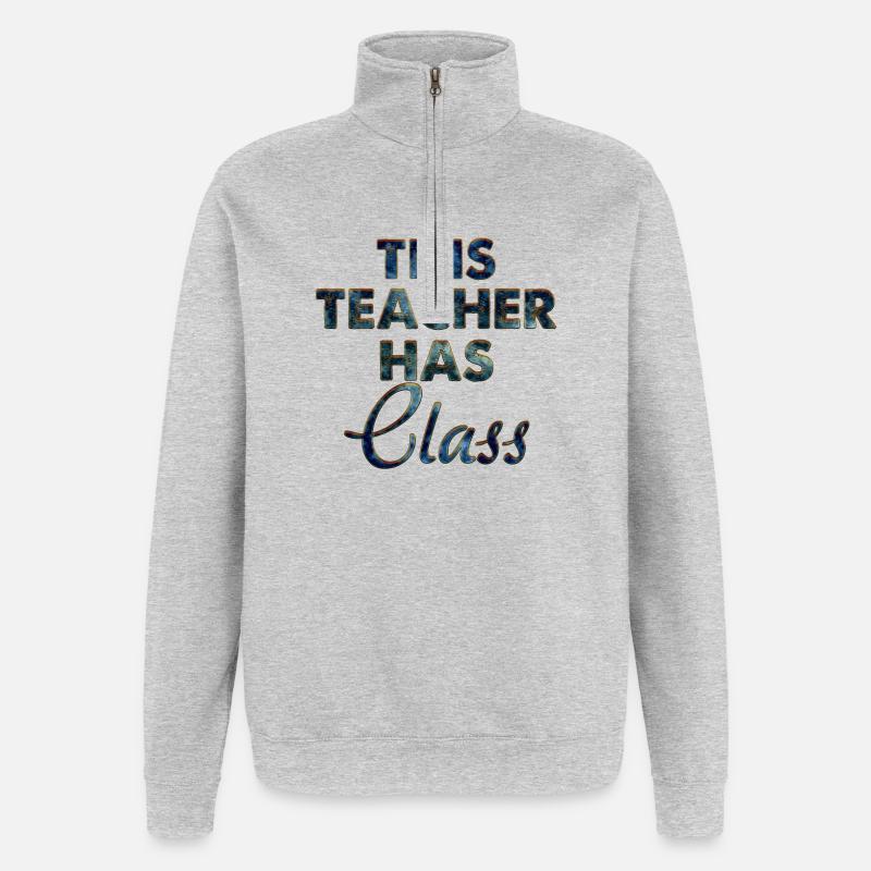 This Teacher Has Class - Sweat à zip 1/4 - gris chiné