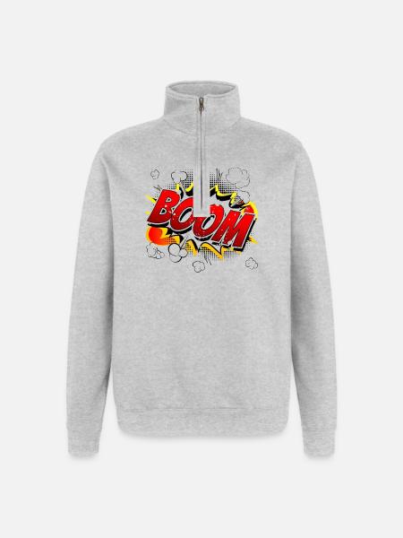 Boom Comic Graphic - Quarter-Zip Sweatshirt - heather grey