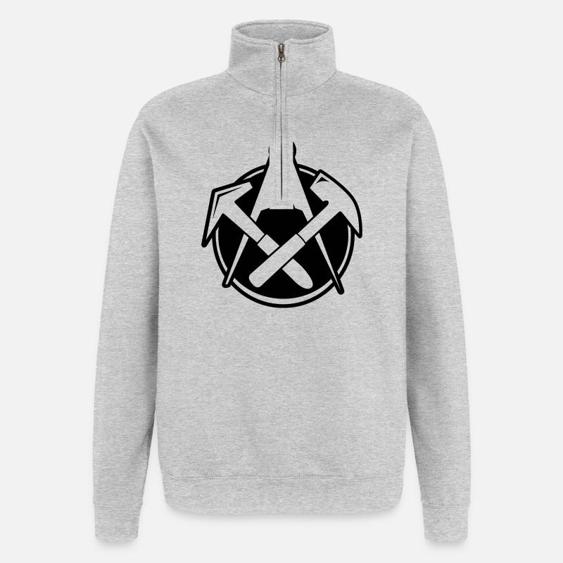 Dachdecker Logo, Zunftlogo - Quarter-Zip-Sweatshirt - Grau meliert
