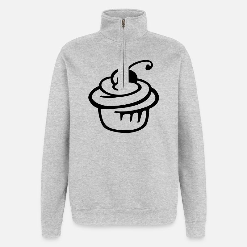 Cupcake Kirsche – Süßer Kuchen & Partyspaß - Quarter-Zip-Sweatshirt - Grau meliert