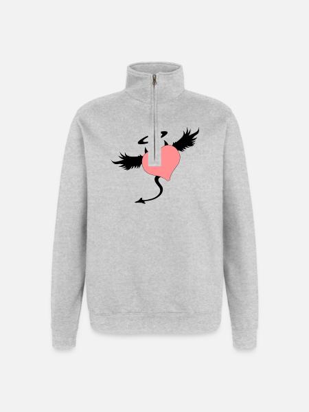 angel devil symbol - Sweat à zip 1/4 - gris chiné