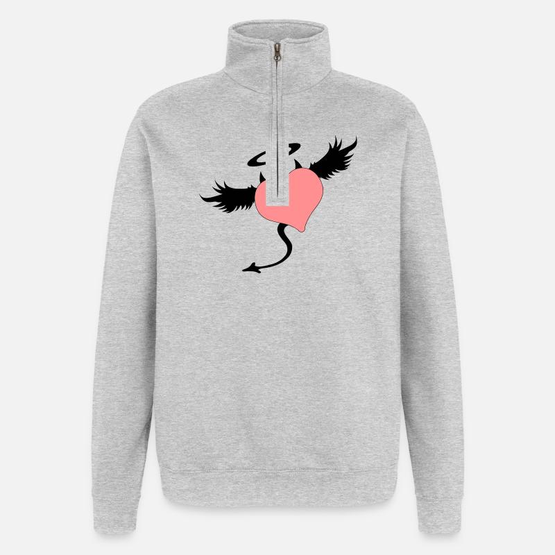 Halb Engel & Teufel - Quarter-Zip-Sweatshirt - Grau meliert