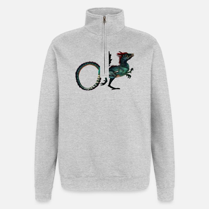 Dinosaurier - Quarter-Zip-Sweatshirt - Grau meliert