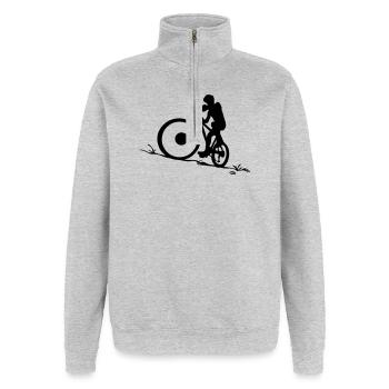 Mountainbike vector - Sweat à zip 1/4 - gris chiné - Devant - AI Model Female 172 light (172cm) & AI Model Male 178 dark (178cm)