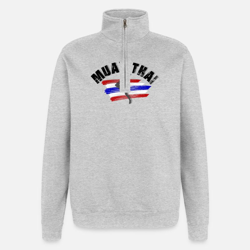 MUAY THAI - Quarter-Zip-Sweatshirt - Grau meliert