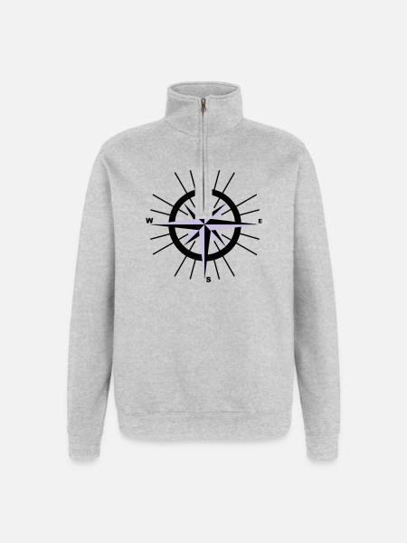 Nautical Compass - Quarter-Zip Sweatshirt - heather grey