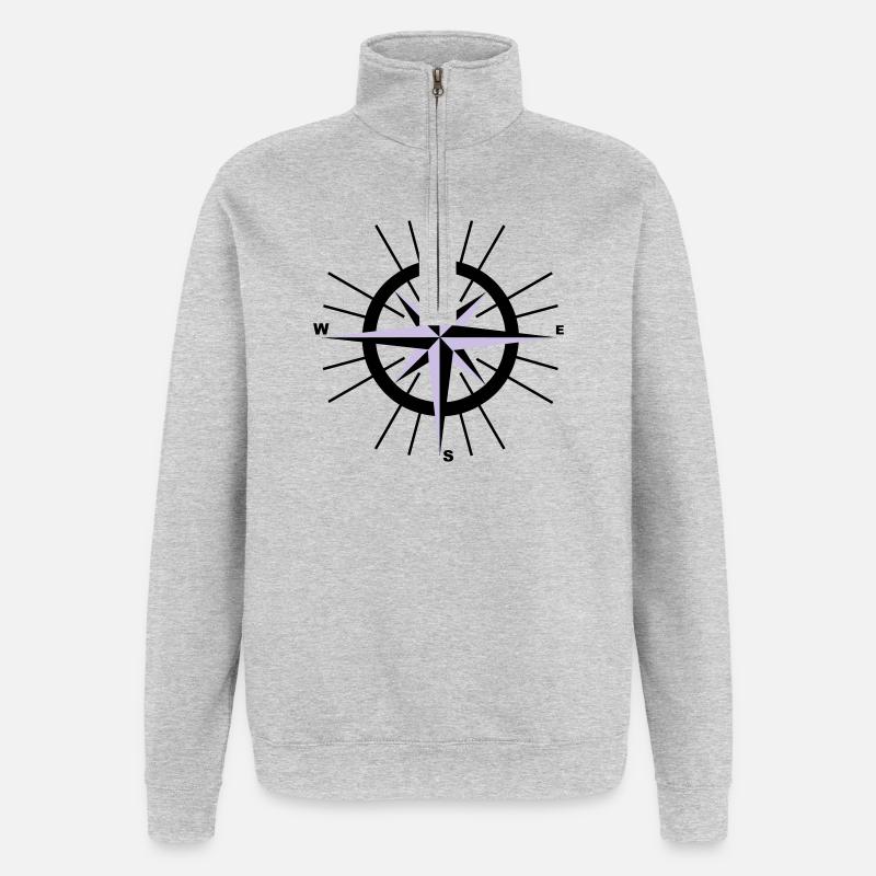 Nautische Kompass - Quarter-Zip-Sweatshirt - Grau meliert