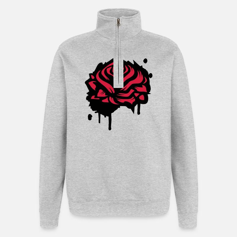 A rose as a graffiti - Quarter-Zip Sweatshirt - heather grey