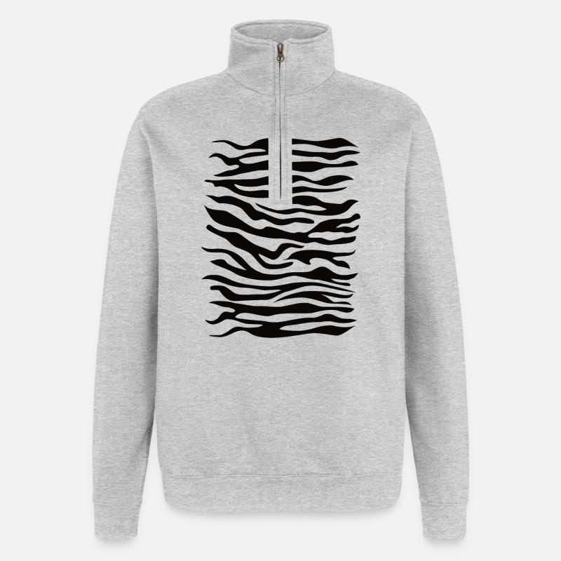 Zebra pattern black - Quarter-Zip Sweatshirt - heather grey