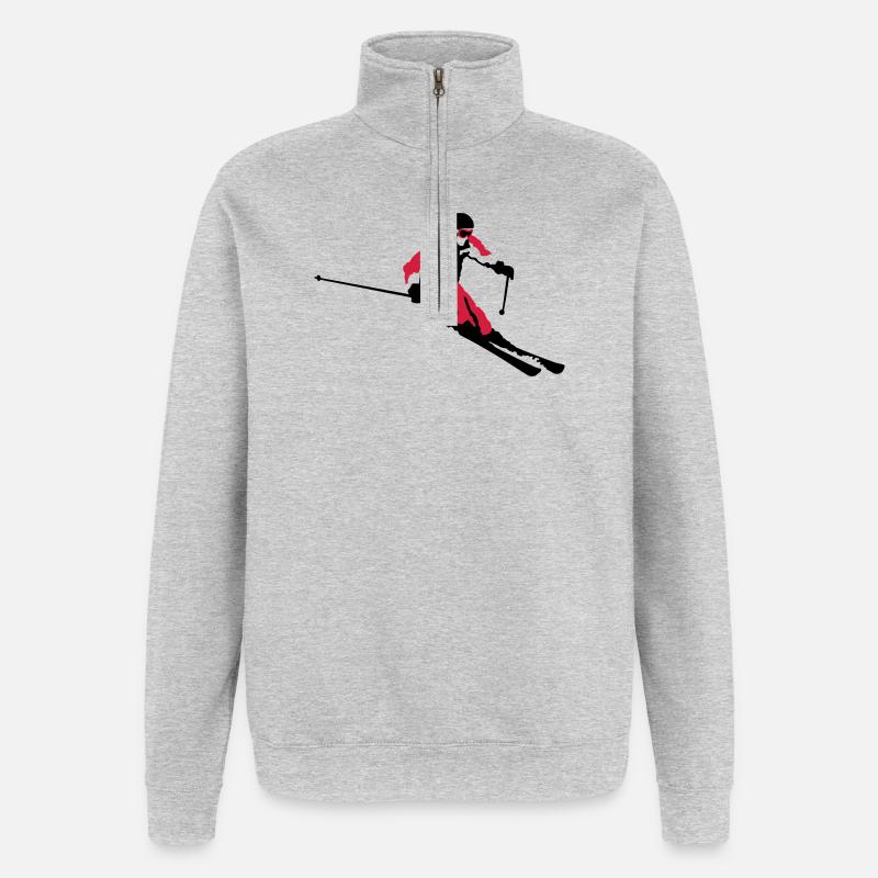 Abfahrt - Quarter-Zip-Sweatshirt - Grau meliert