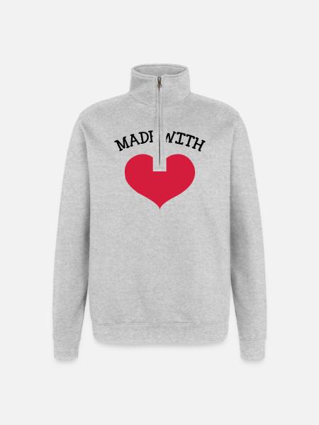 made with love - Quarter-Zip Sweatshirt - heather grey