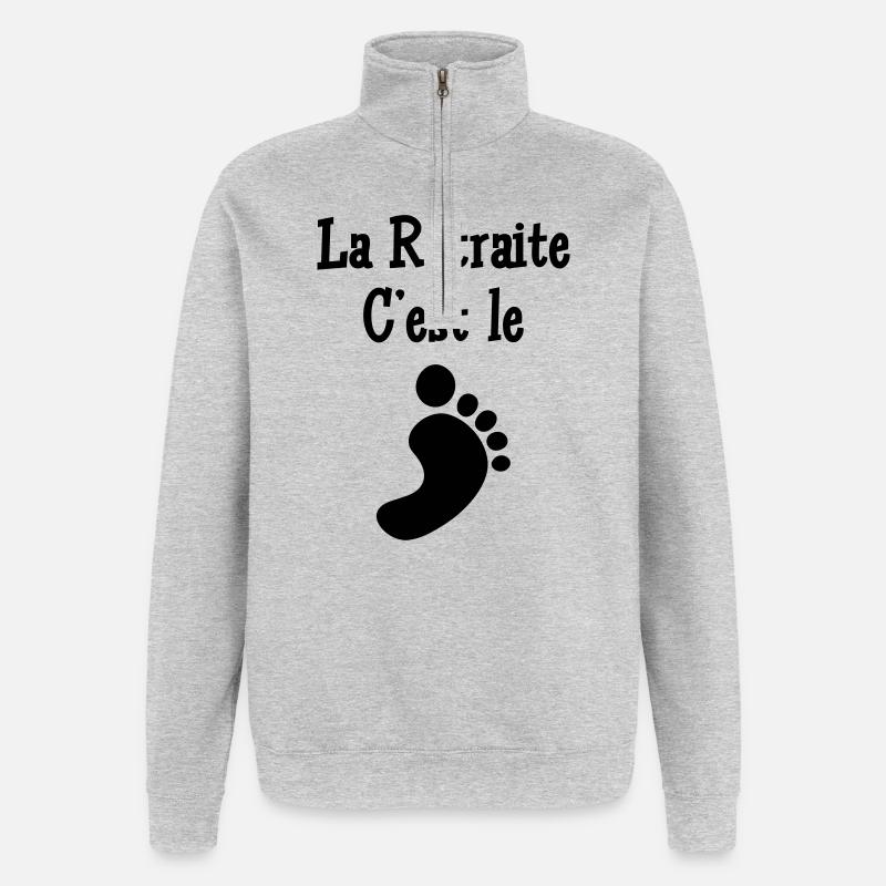 La Retraite c'est le pied - Sweat à zip 1/4 - gris chiné