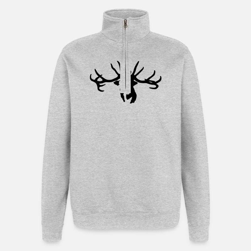 cerf - Sweat à zip 1/4 - gris chiné