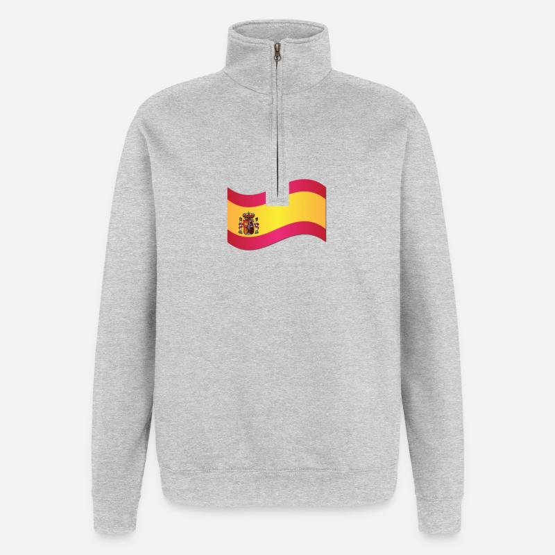 Drapeau espagnol - Sweat à zip 1/4 - gris chiné