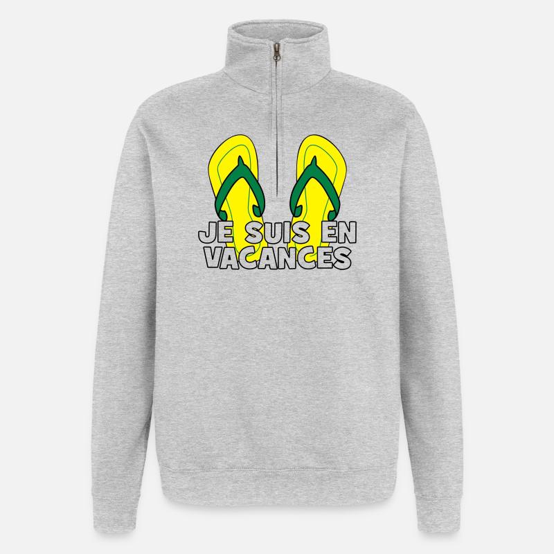 Ich bin im Urlaub! - Quarter-Zip-Sweatshirt - Grau meliert