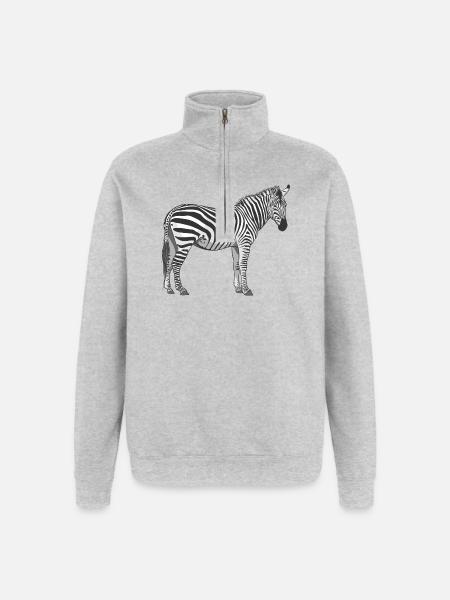 le zèbre - Sweat à zip 1/4 - gris chiné