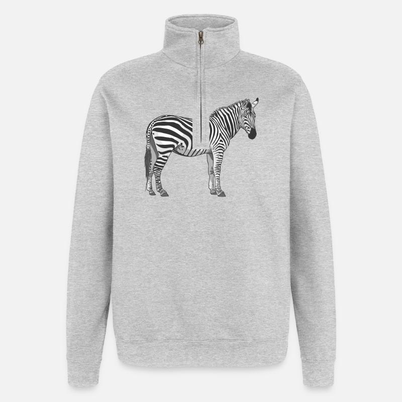 le zèbre - Sweat à zip 1/4 - gris chiné