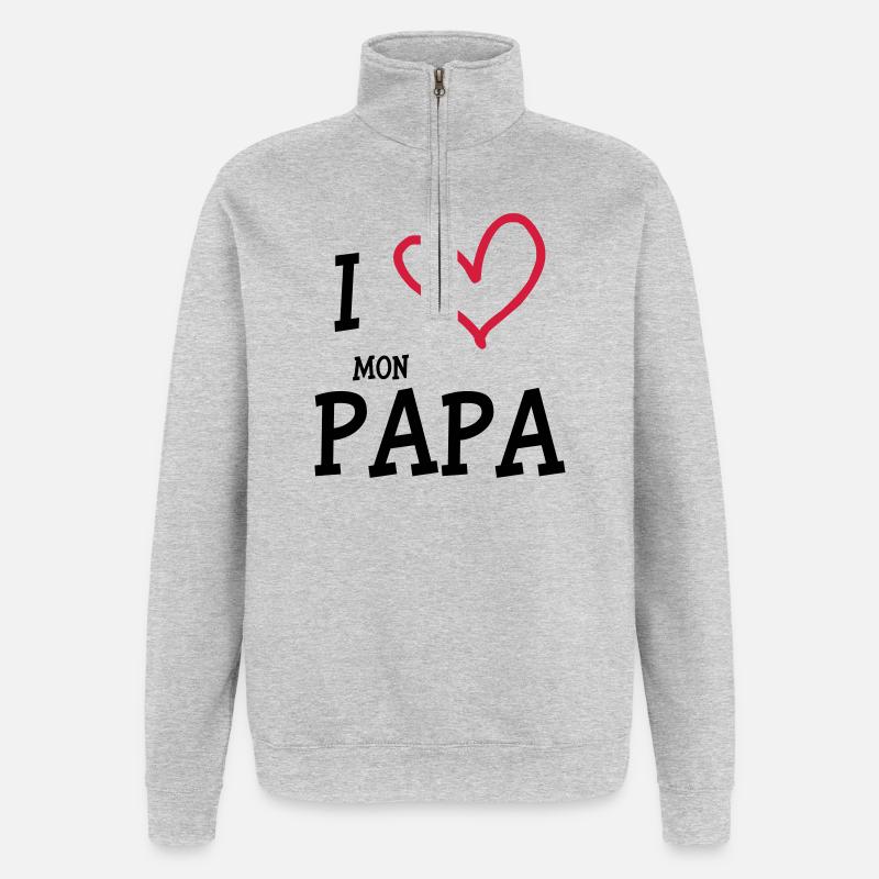 ich liebe meinen DAD - Quarter-Zip-Sweatshirt - Grau meliert