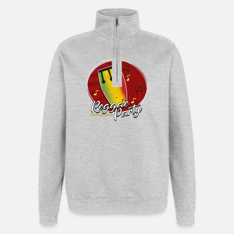 Fête Reggae Drum Tee - Sweat à zip 1/4 - gris chiné
