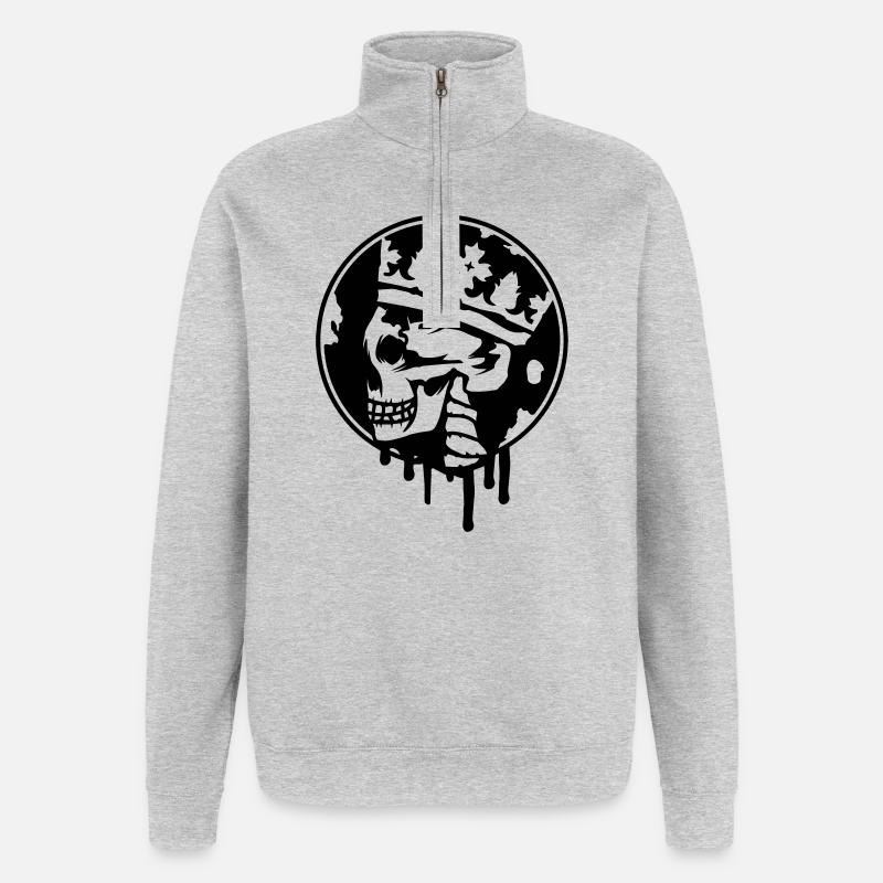 Skull with a crown - Quarter-Zip Sweatshirt - heather grey