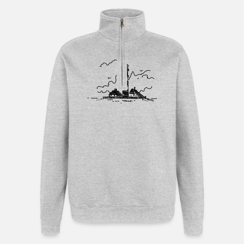Leuchtturm Westerhever - Quarter-Zip-Sweatshirt - Grau meliert