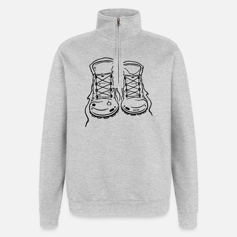 Bottes de randonnée - Sweat à zip 1/4 - gris chiné