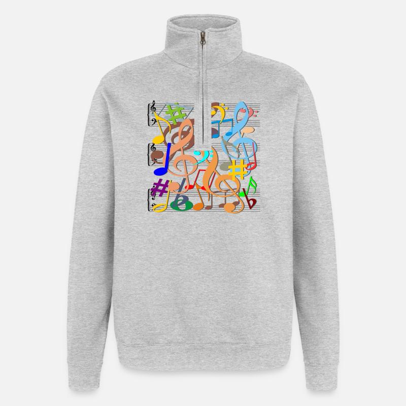 Musical Notes - Quarter-Zip Sweatshirt - heather grey